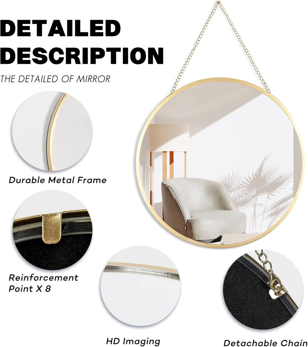 Round Luxe Glass Wall Mirror — 10" - View 3