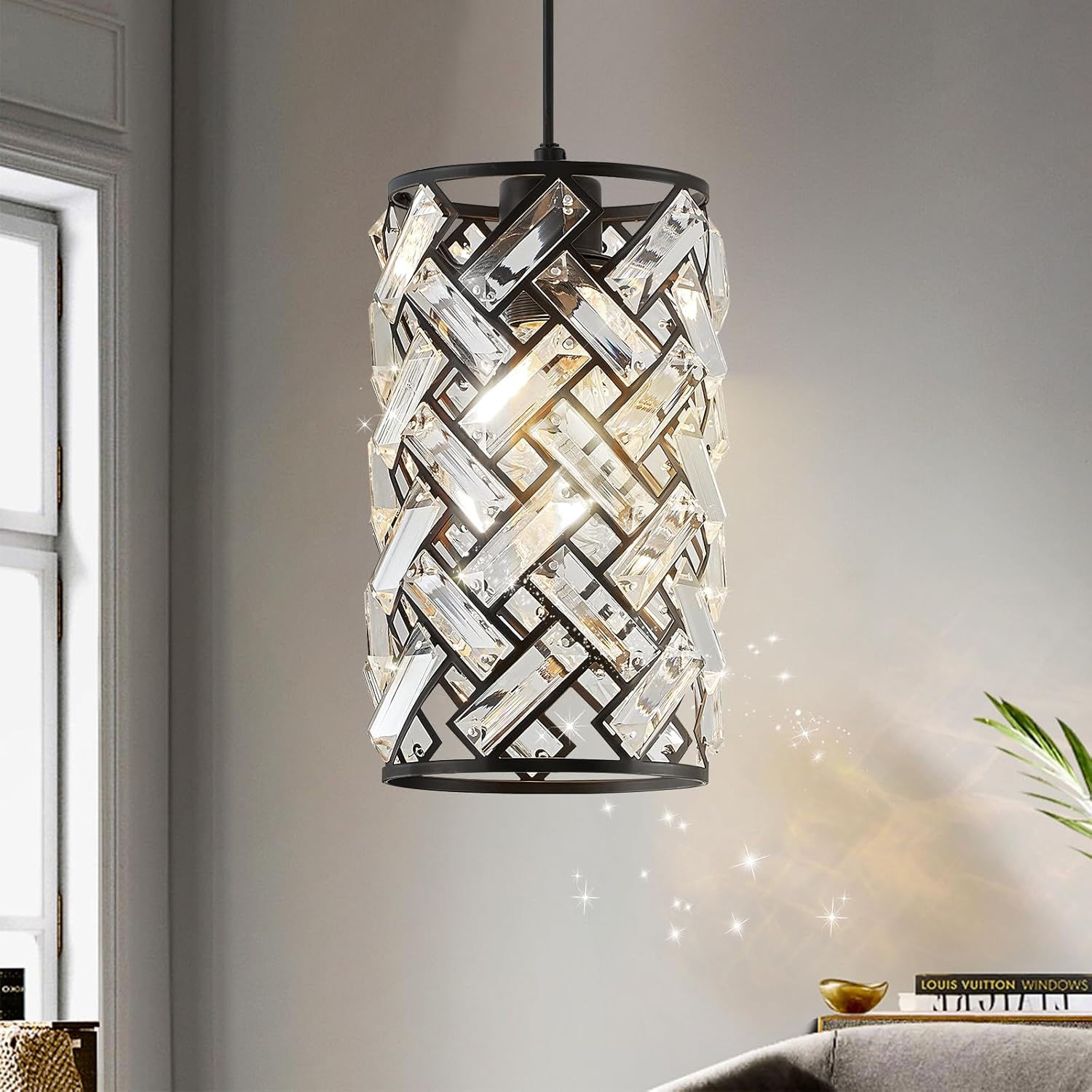 Round Luxe Black Chandelier — 4-Light — Black Round 1-Light