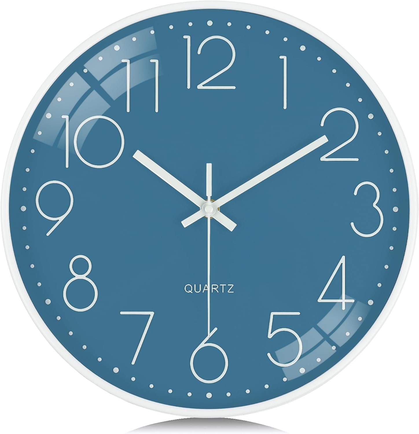 Battery Operated Luxe Black Wall Clock — 12" — Cerulean Blue