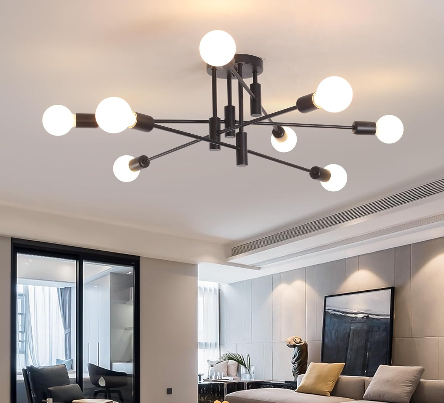 Farmhouse Black Chandelier — 10-Light — 8-Lights,Black-2