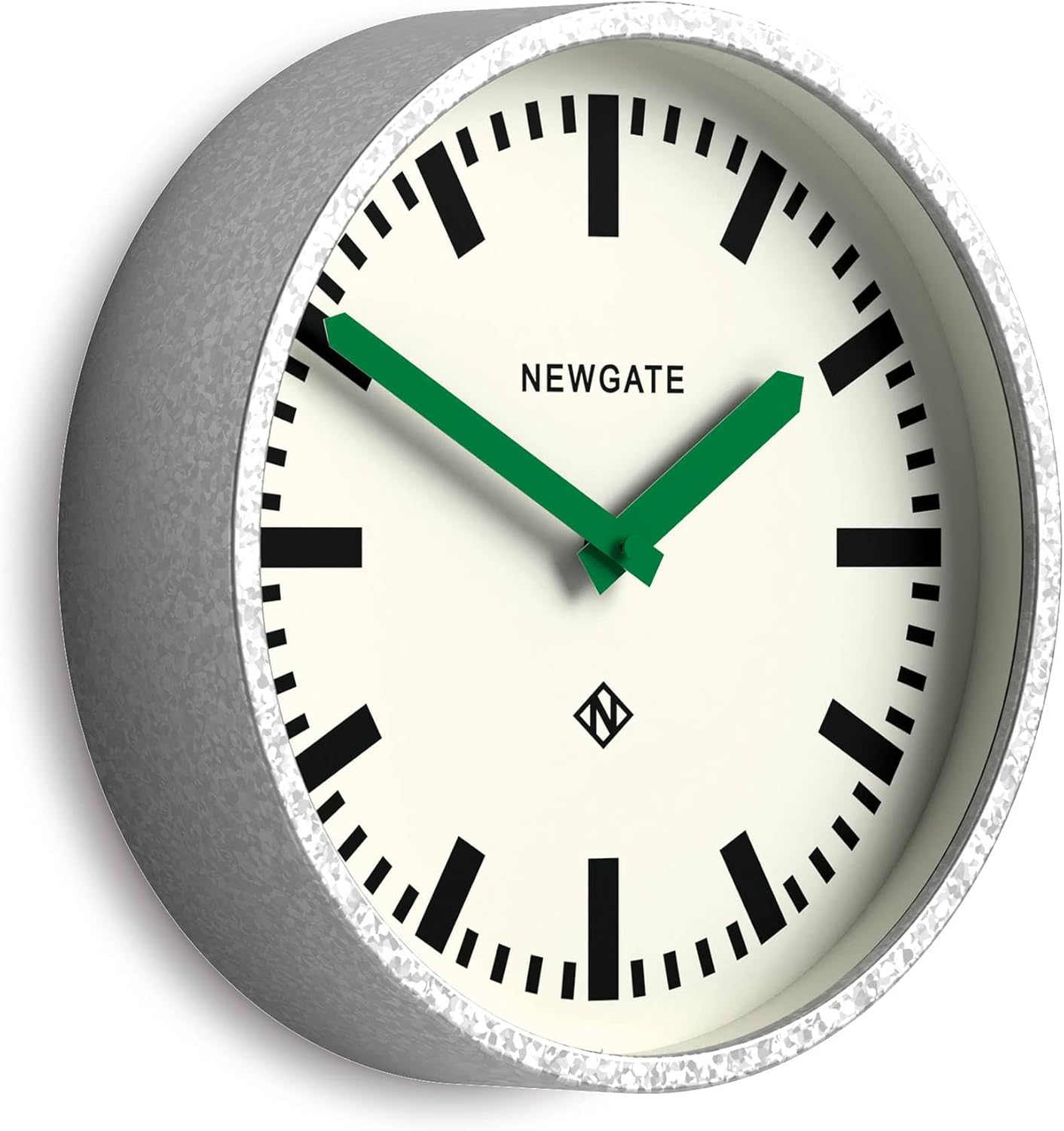 Vintage Mid-Century Black Wall Clock — 12" — Green