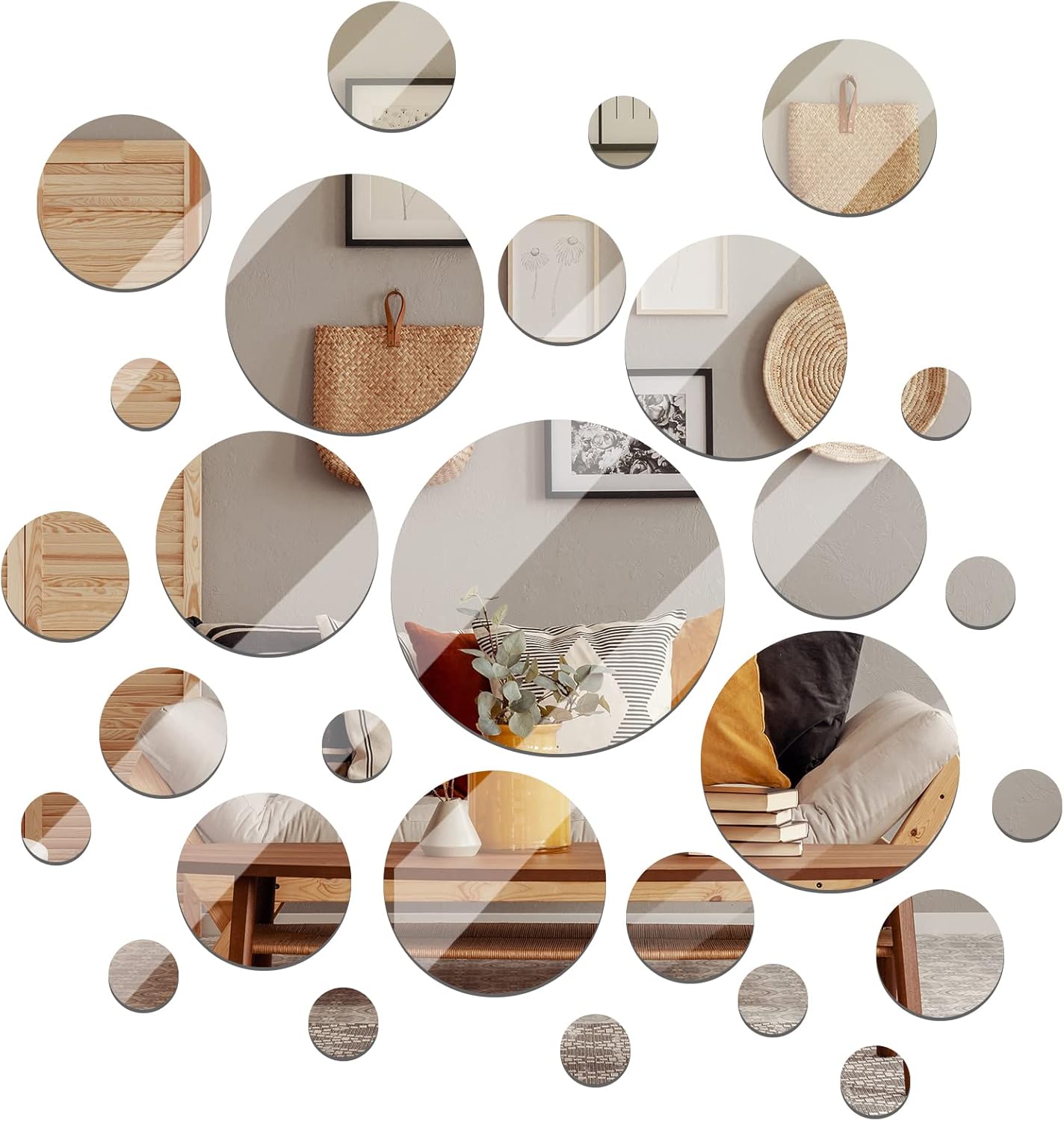 Round Glass Wall Mirror — 6" — 28