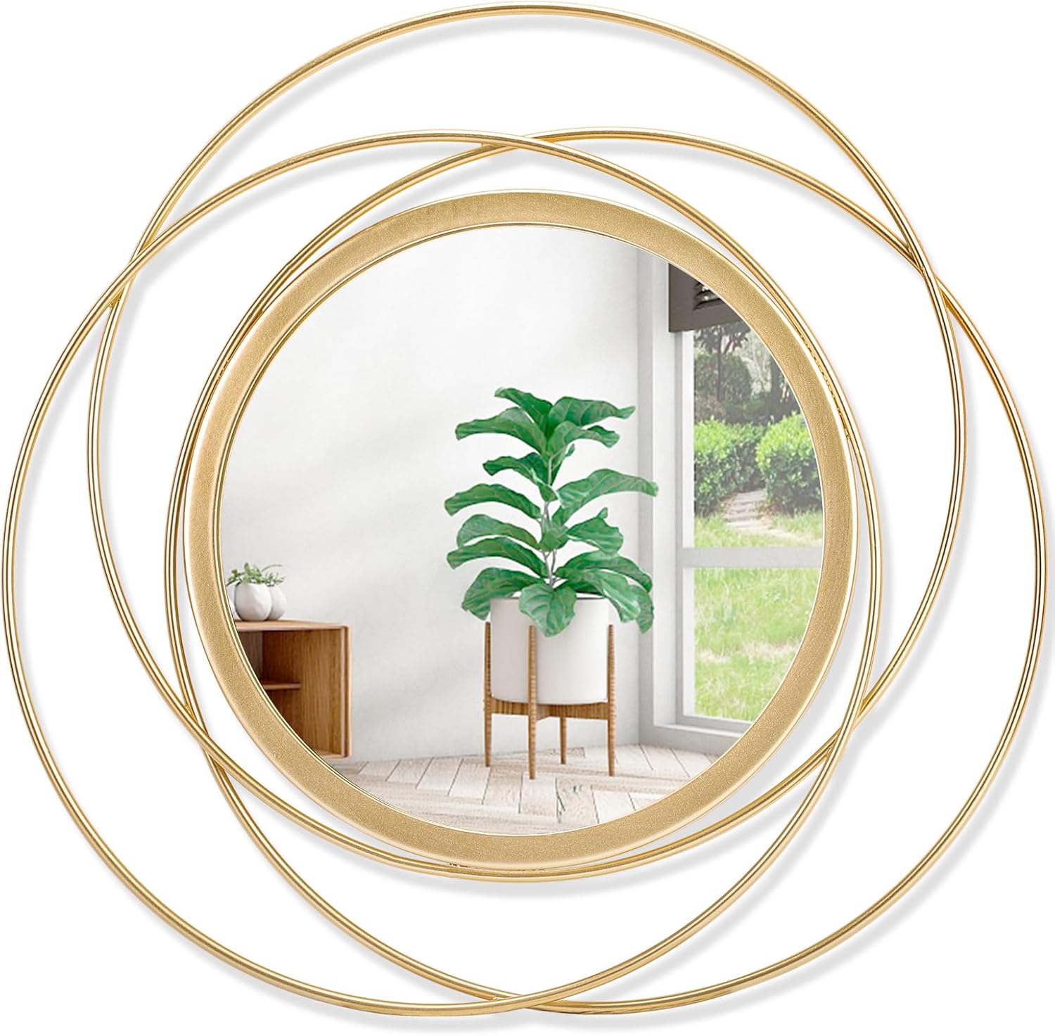 Round Black Wall Mirror — 12" — 24"L x 24"W