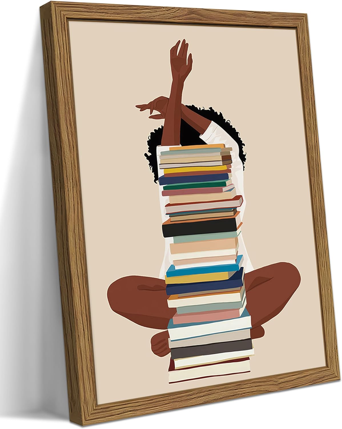 Framed Modern Black Canvas Wall Art — 12" — Black Girl Wood Framed