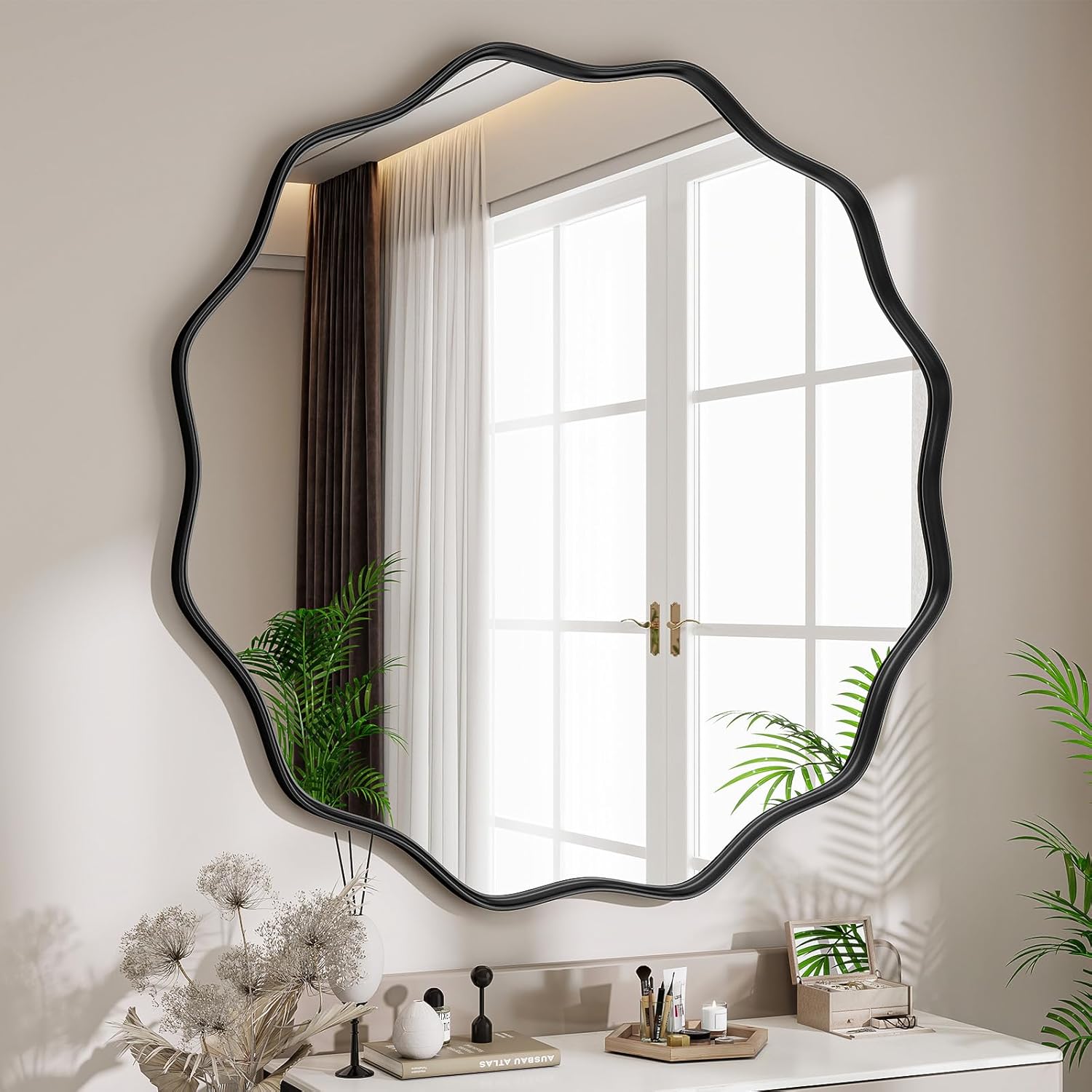 Round Black Mirror — 20" — Black
