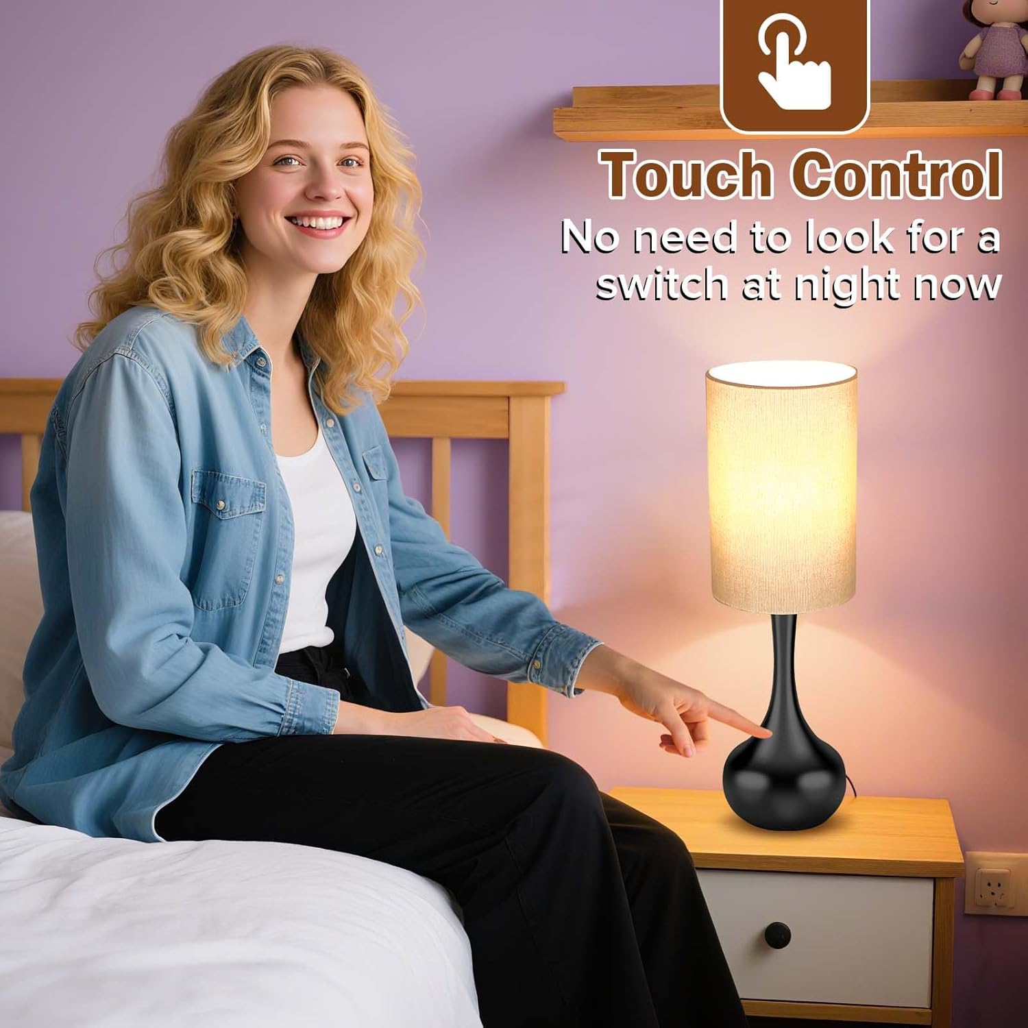 Dimmable Farmhouse Metal Bedside Lamp - View 2