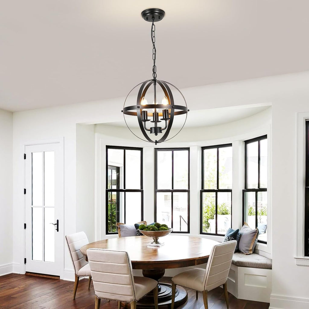 Vintage Black Chandelier — 3-Light - View 8