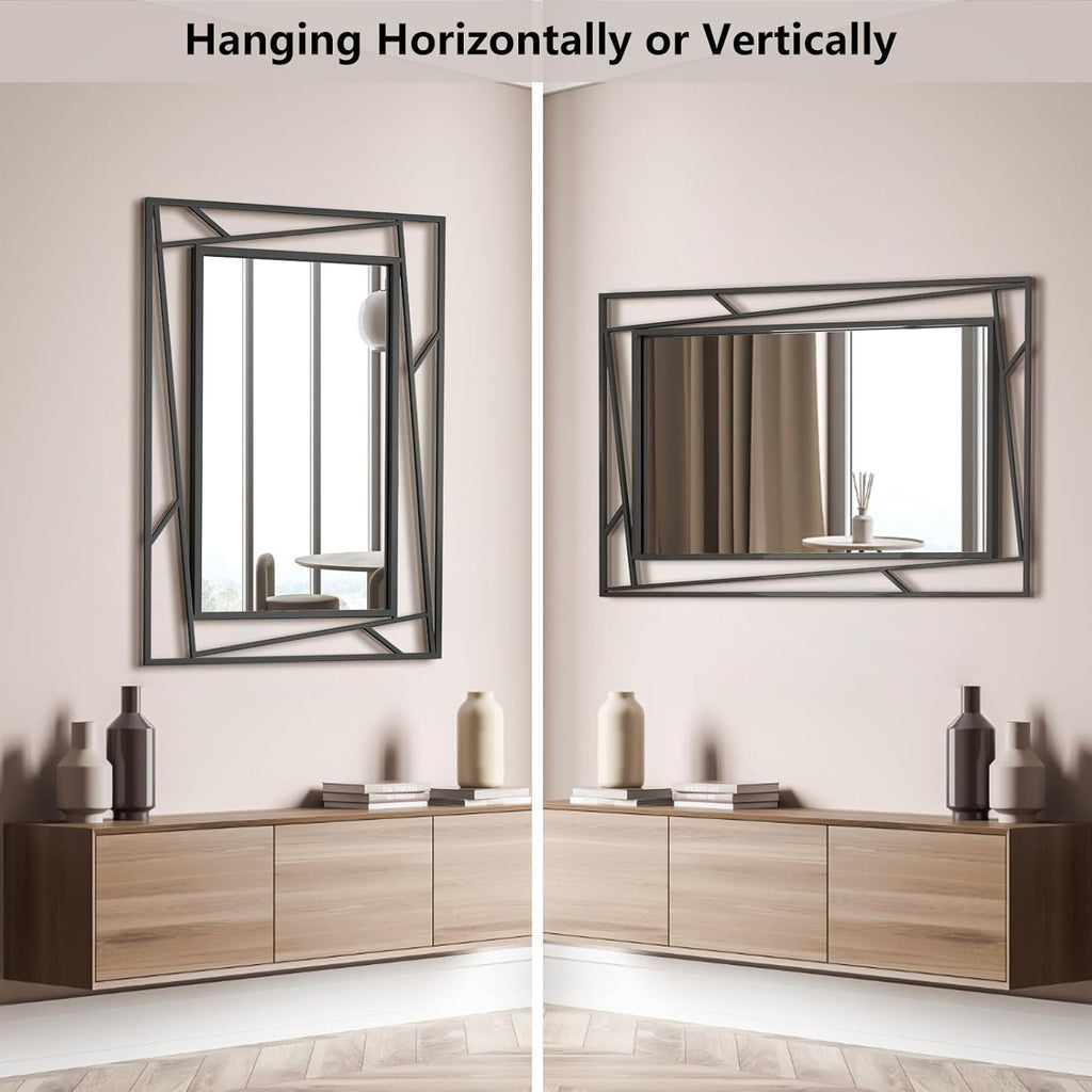 Framed Farmhouse Black Wall Mirror — 28" - View 3