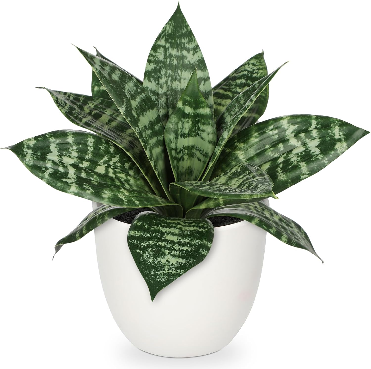 Modern Black Artificial Plant — 9" — Green #4-white Pot