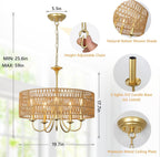 Boho Black Chandelier — 5-Light - View 4