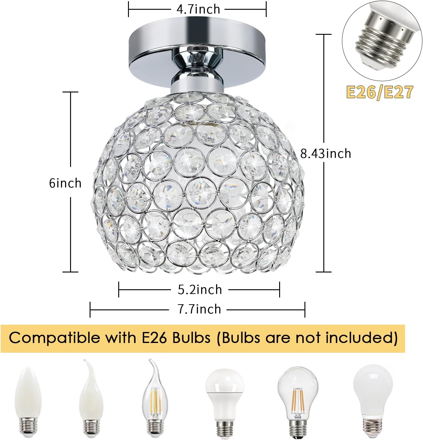 Luxe Black Chandelier — 7.7" - View 6