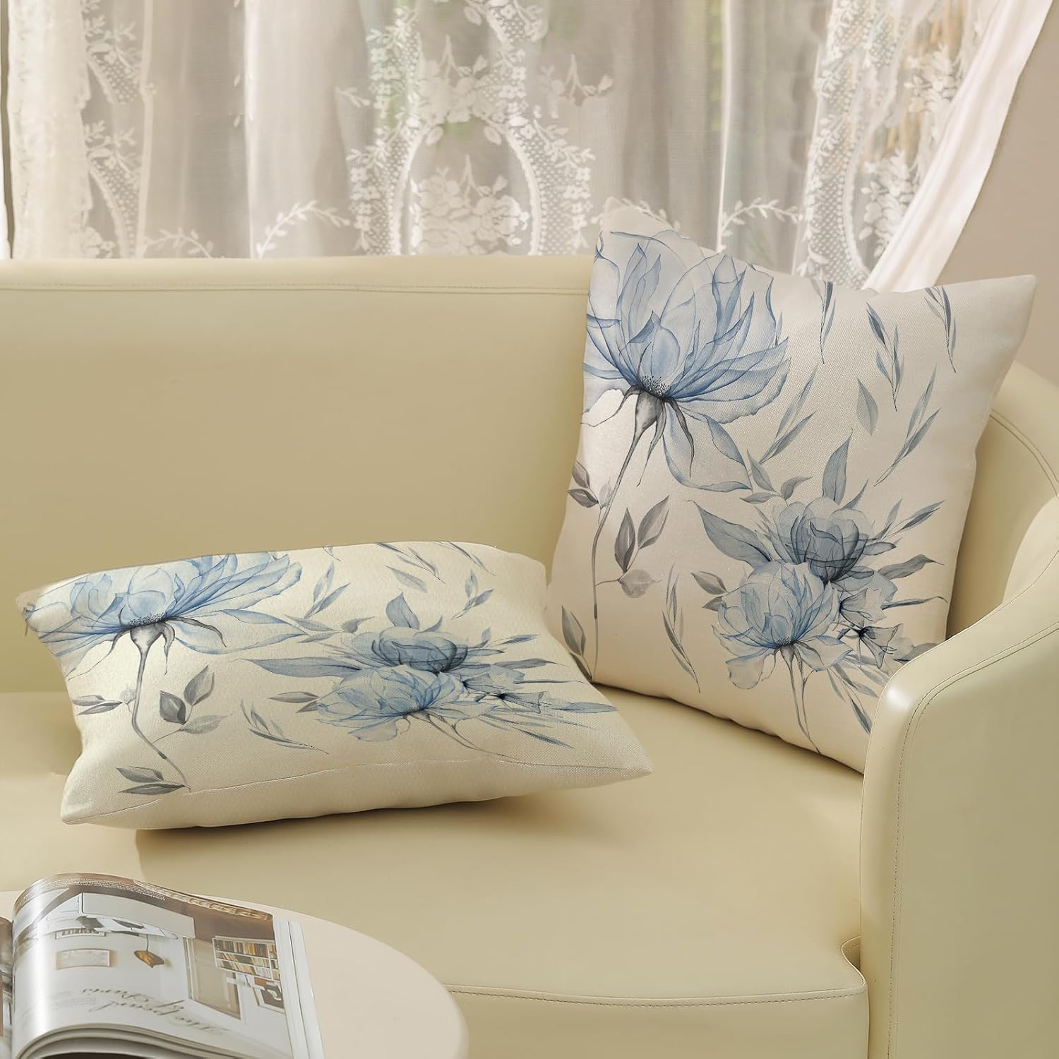 Linen Boho Beige Pillow Cover — 18" - View 5