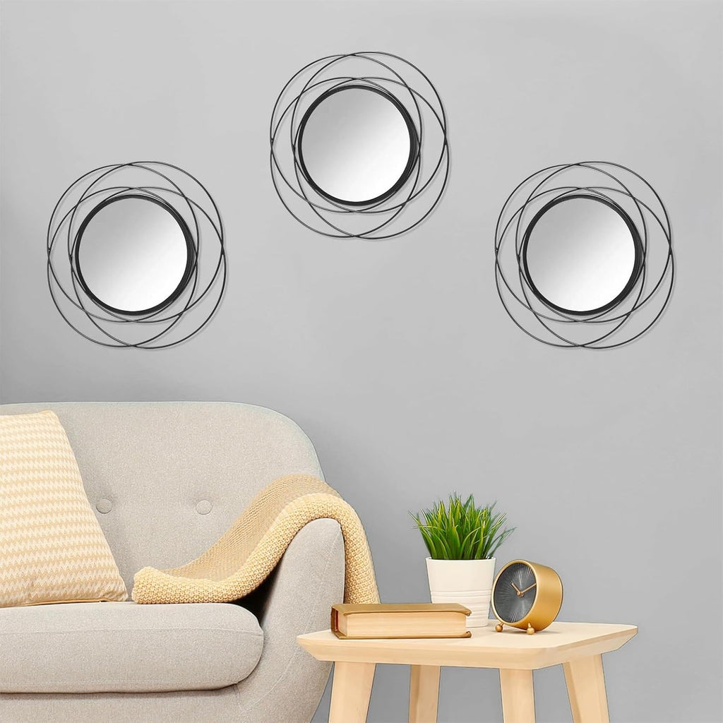 Round Black Wall Mirror — 12" - View 3