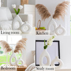 Round Boho White Flower Vase — Set of 2 - View 7