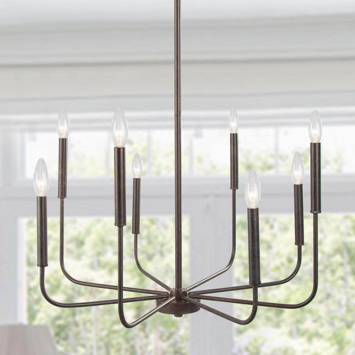 Farmhouse Black Chandelier — 8-Light — 26 inches Diameter