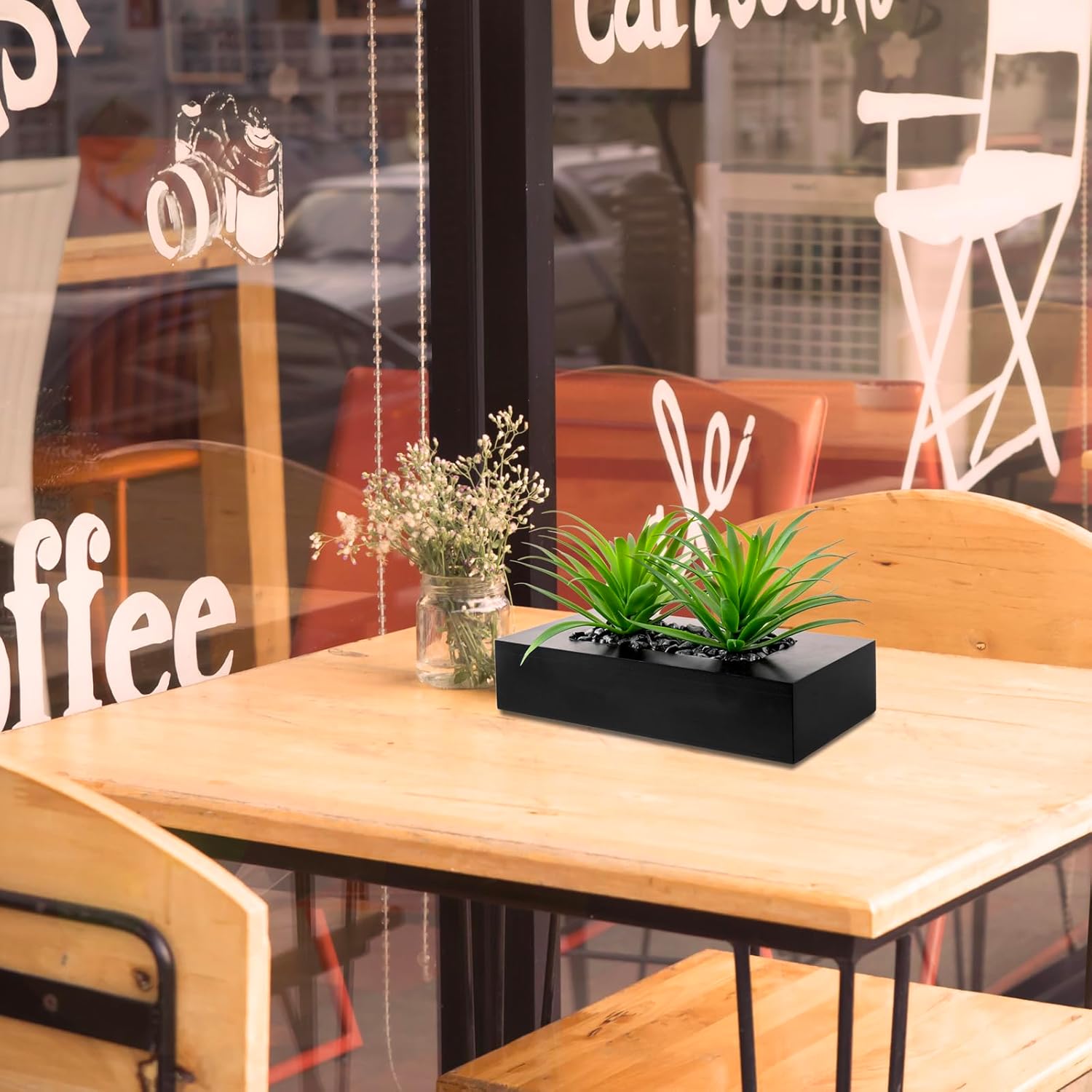Rectangular Black Faux Plant — 10" - View 4