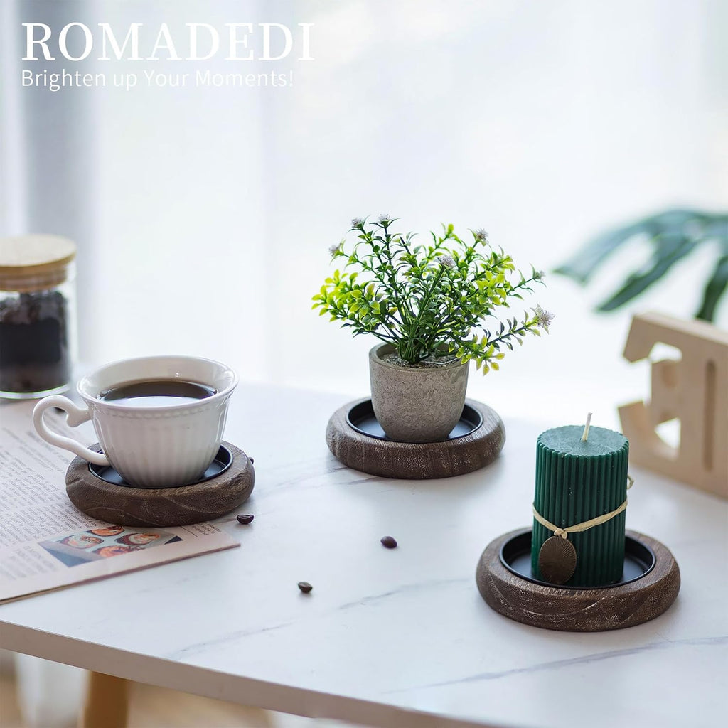 Round Farmhouse Brown Pillar Candle — Set of 2 - View 3