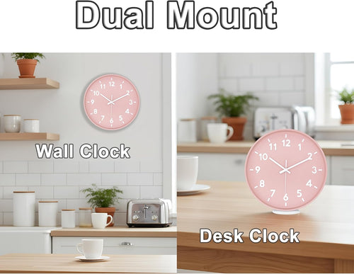 Battery Operated Modern Black Wall Clock — 12" - View 2