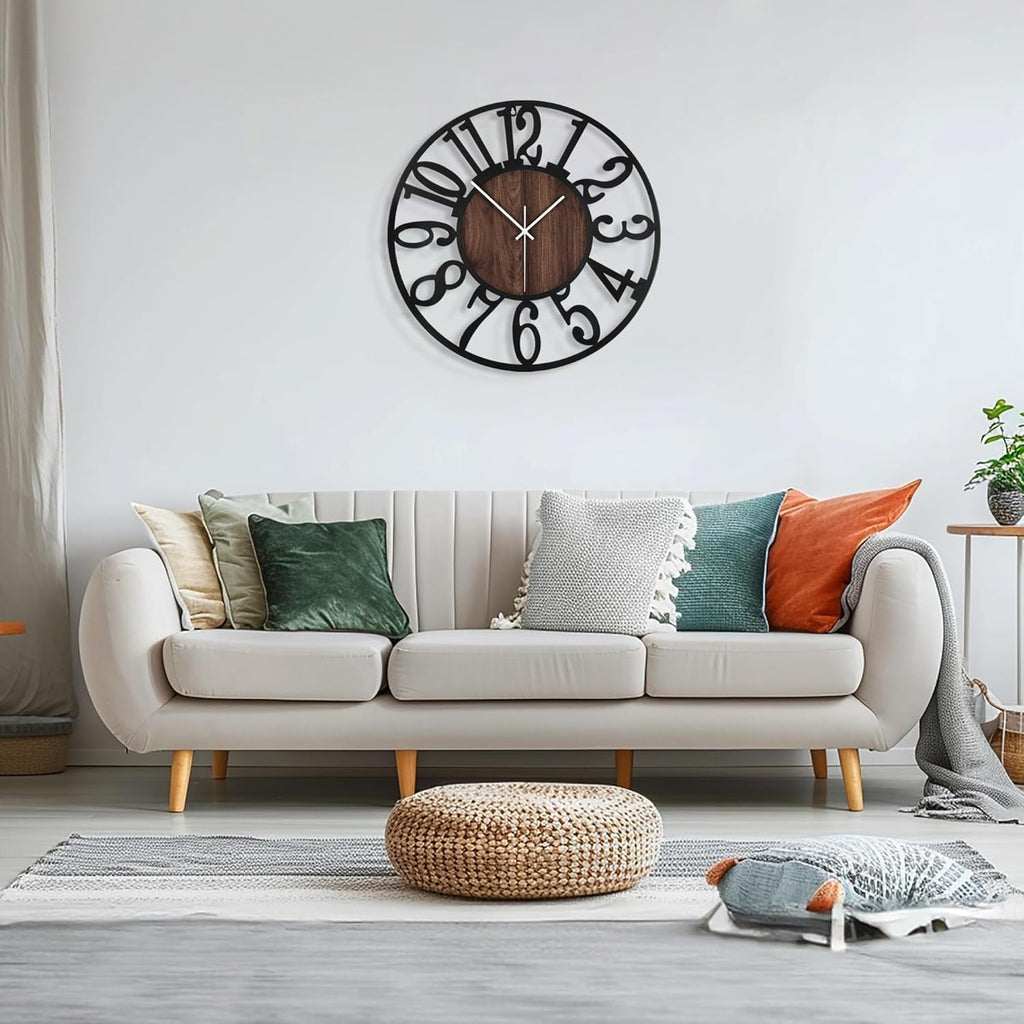 Battery Operated Farmhouse Black Wall Clock — 24" - View 8