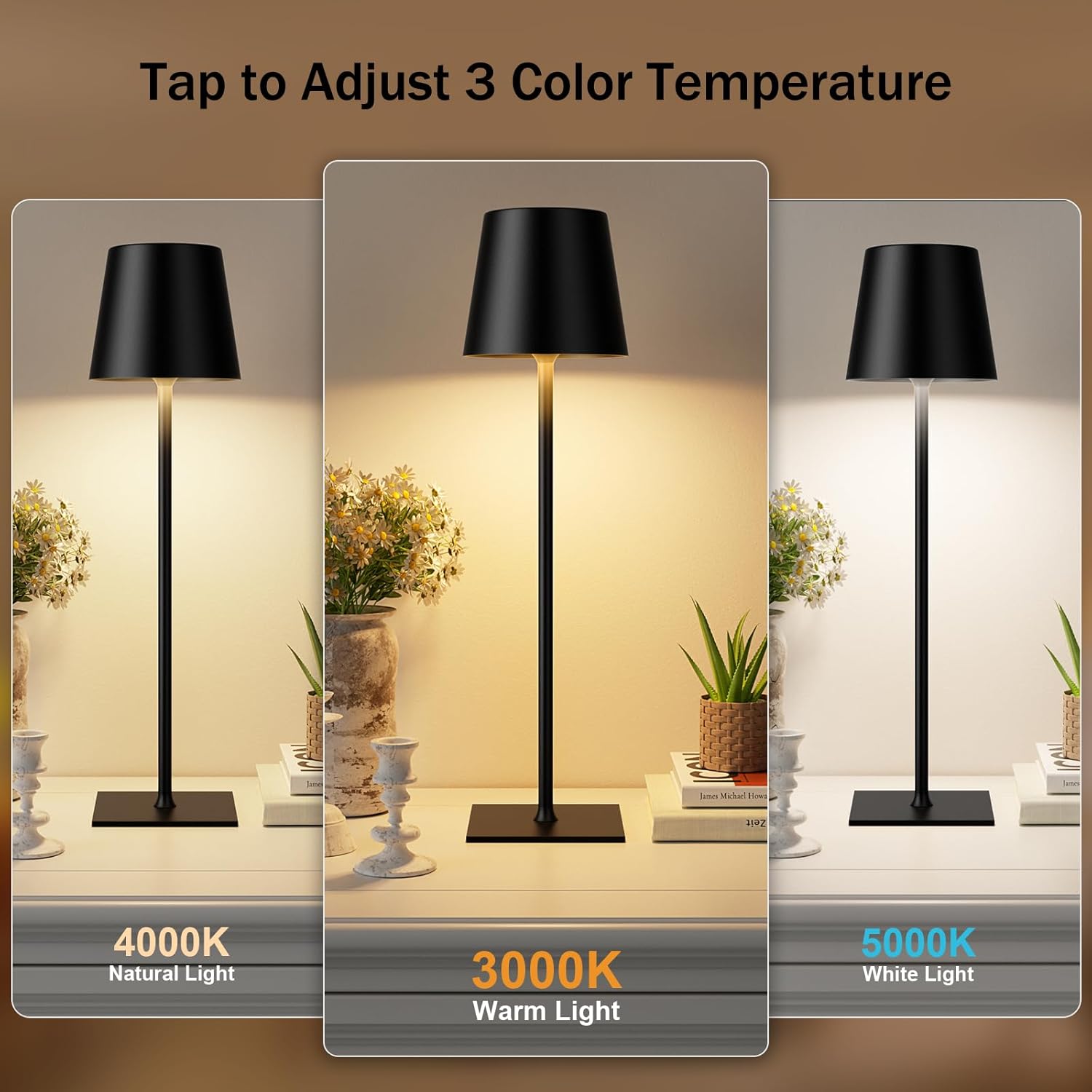 Cordless Black Desk Lamp - View 2