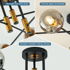Vintage Farmhouse Black Chandelier — 6-Light - View 3