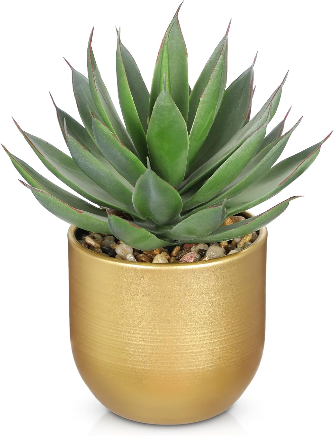Farmhouse Black Faux Plant — Aloe-gold Metal Vase