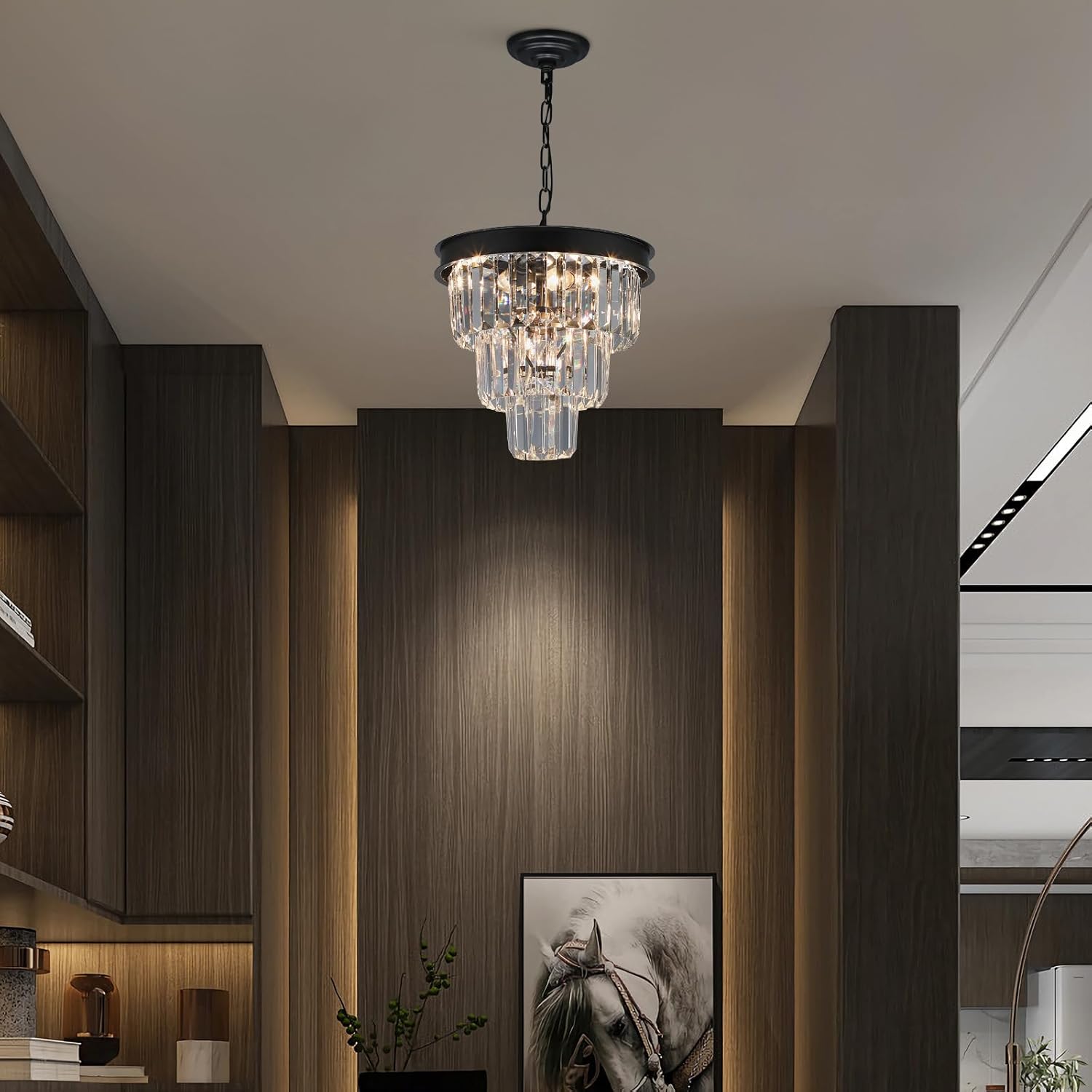Luxe Black Chandelier — 12" - View 2