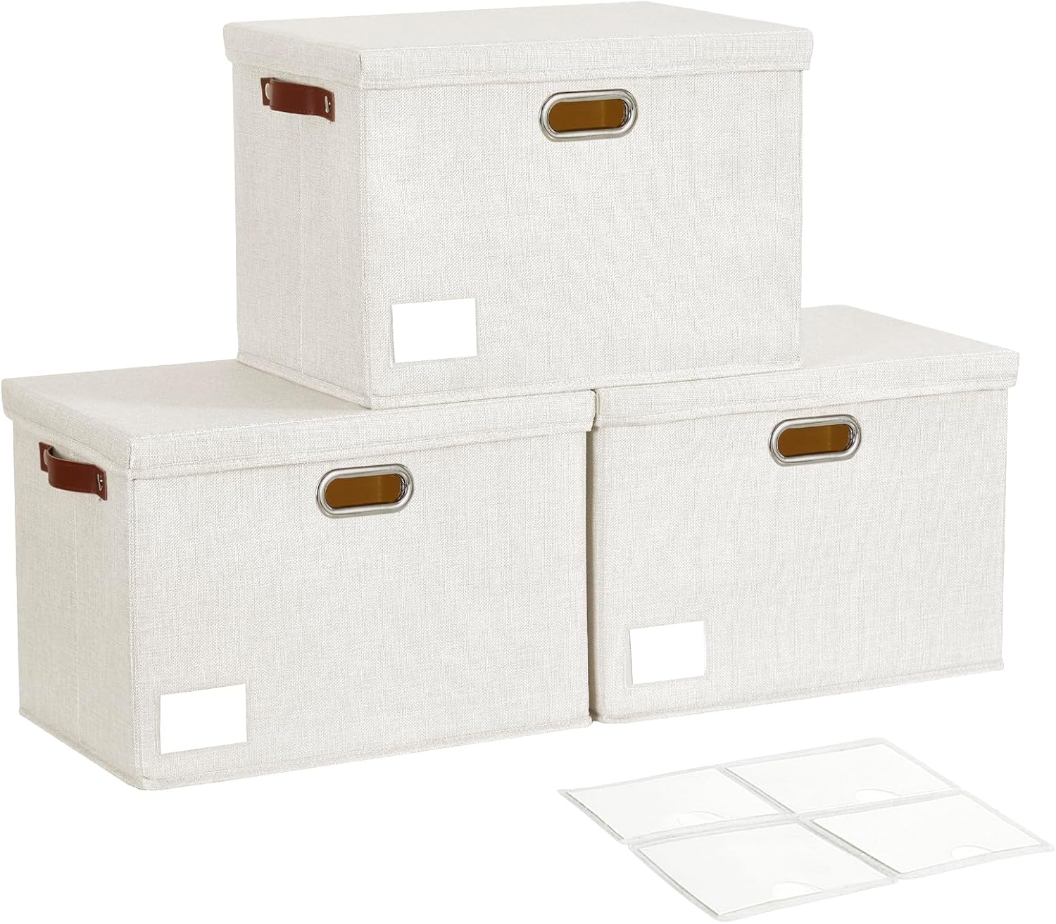 Beige Storage Bin — 17" — White