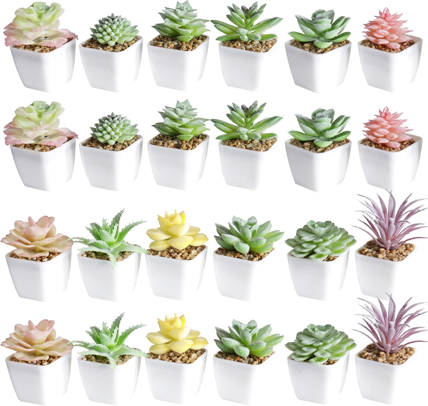 Gold Faux Succulent — White-24