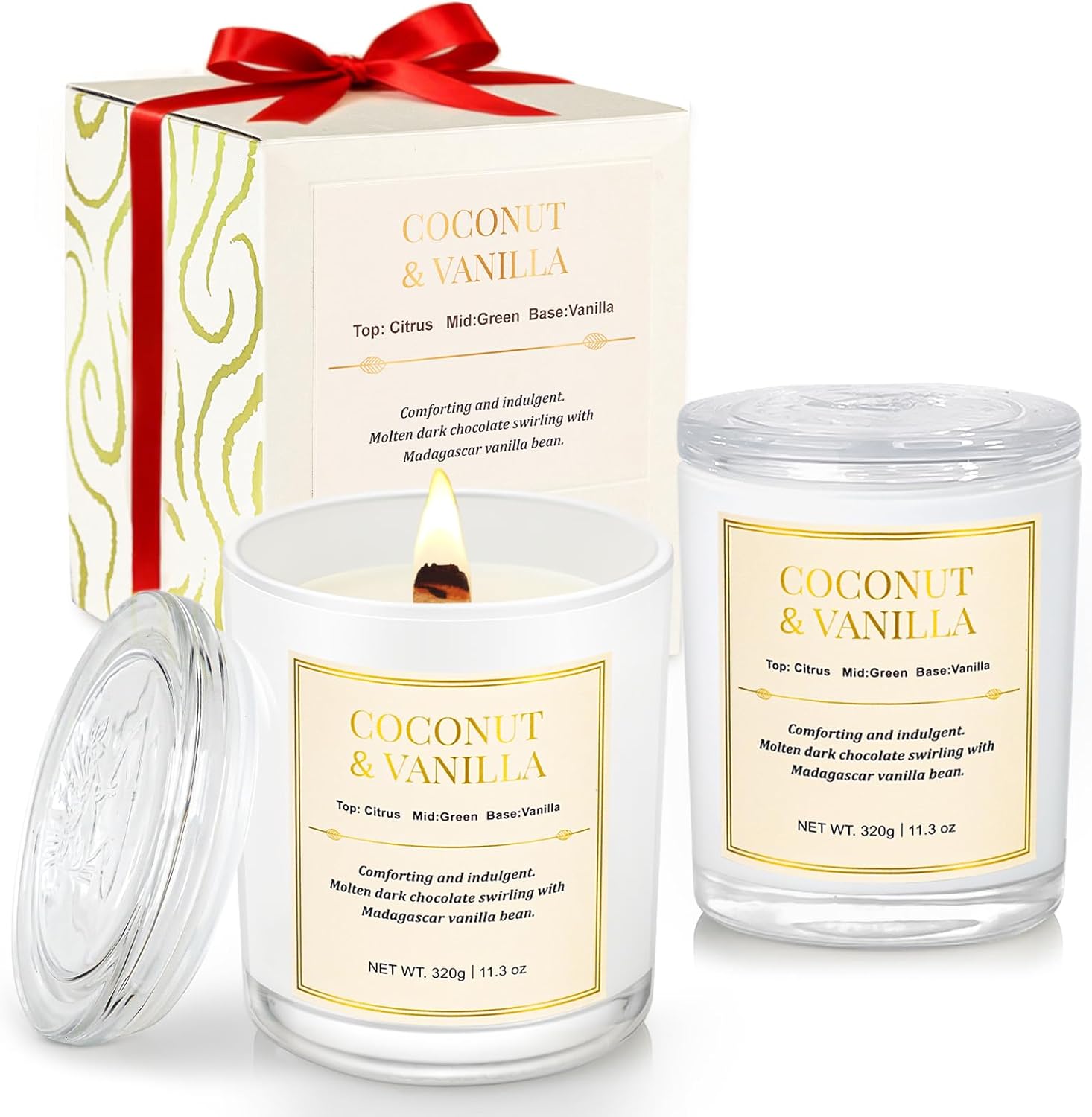 Soy Wax Beige Scented Candle — COCONUT & VANILLA