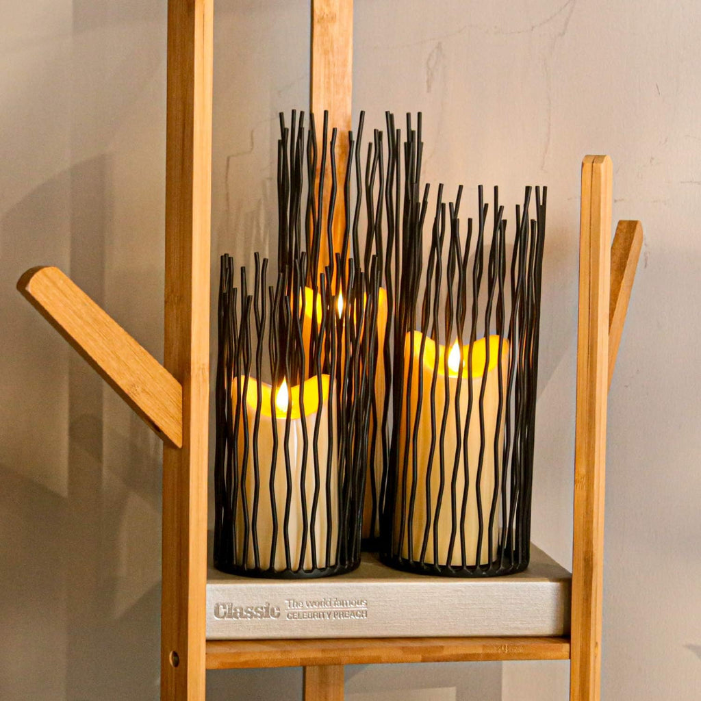 Modern Black Pillar Candle — Set of 3 - View 3