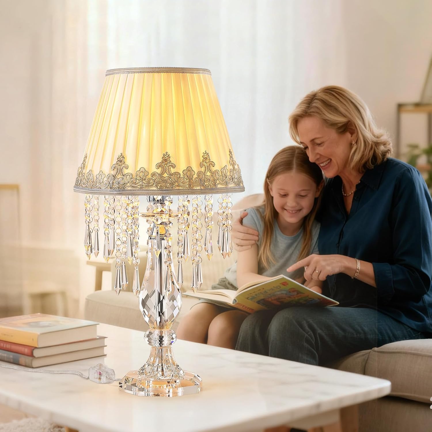 Dimmable Farmhouse White Nightstand Lamp — 22.8" - View 6