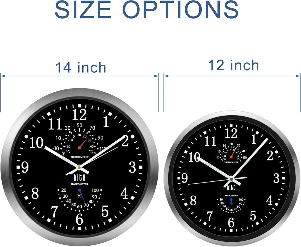 Battery Operated Black Wall Clock — 14" - View 3
