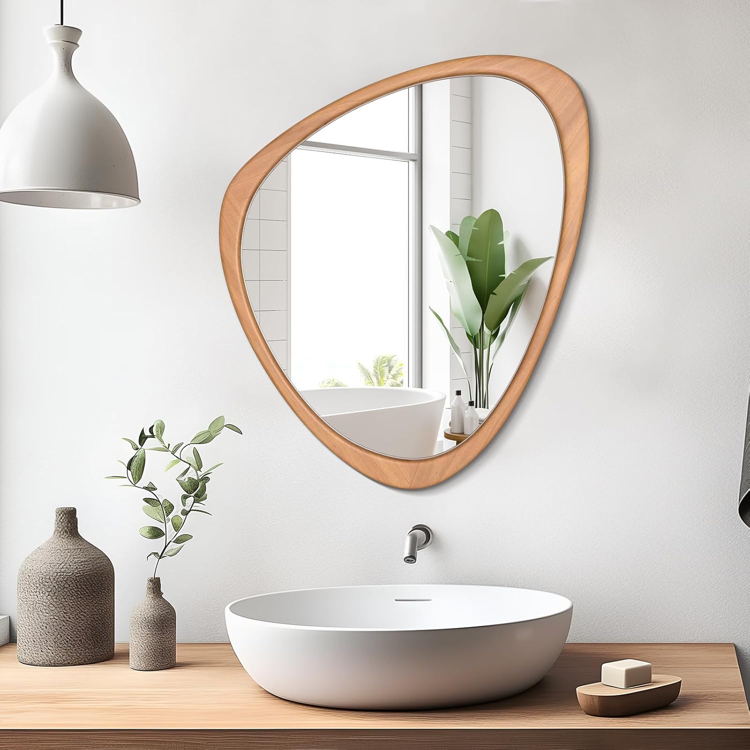 Luxe Black Wall Mirror — 28" — Walnut