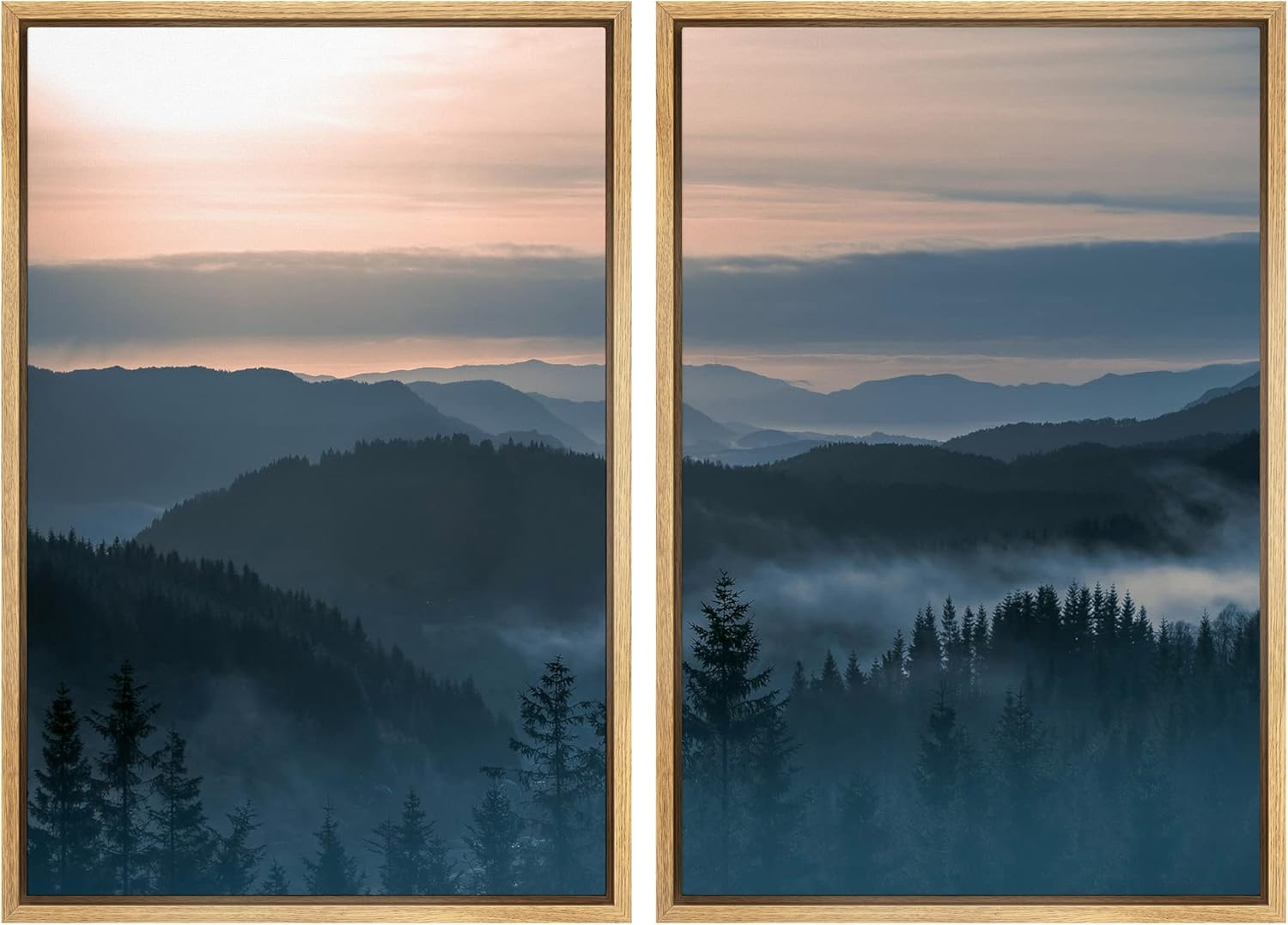 Framed Farmhouse Fabric Canvas Wall Art — 24" — 24" x 36" x 2 Panels NATURAL