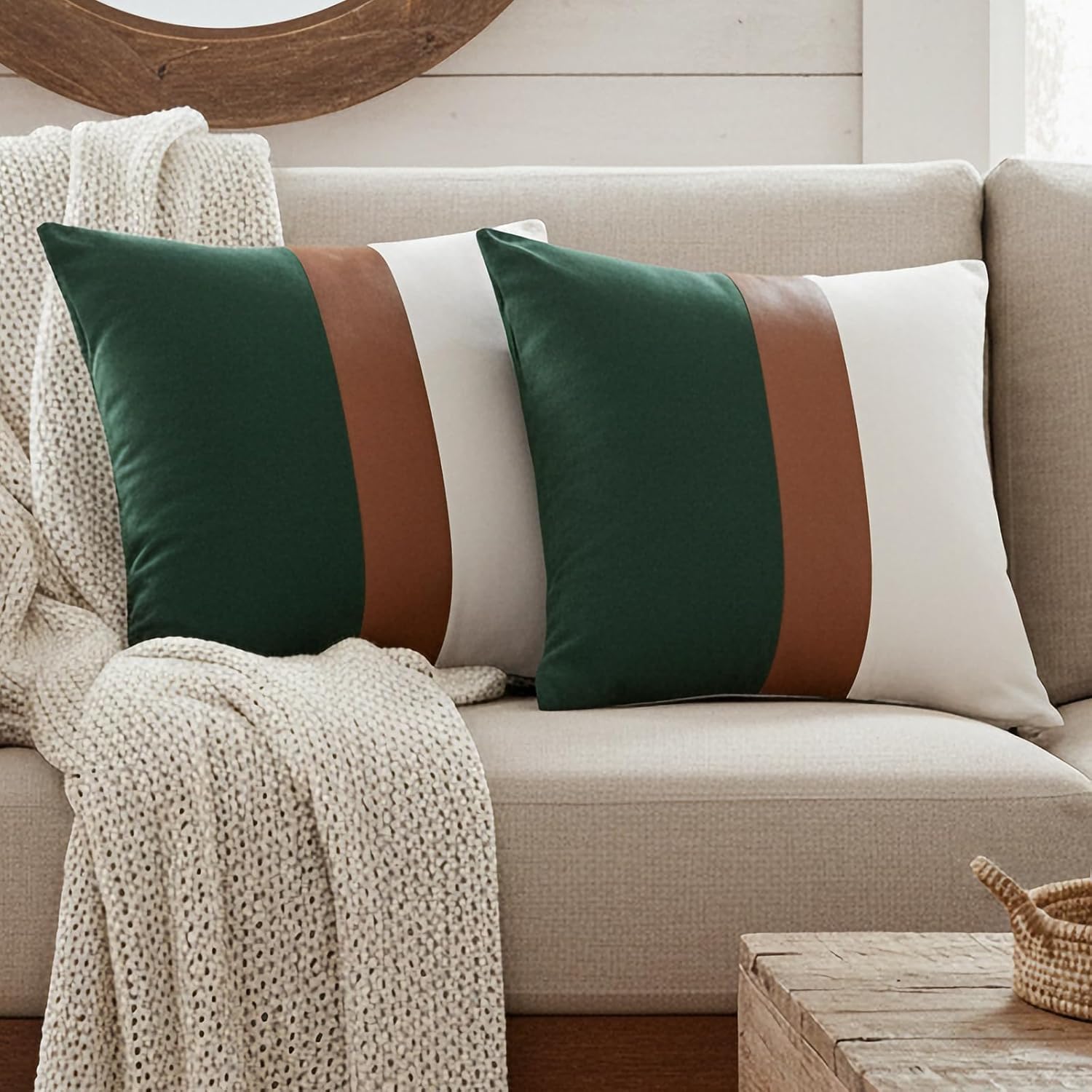 Boho Black Throw Pillow Cover — 18" — 18" x 18" (Pack of 2)