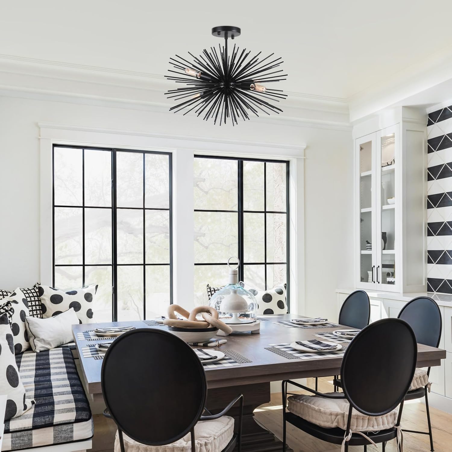 Modern Black Chandelier — 4-Light - View 2
