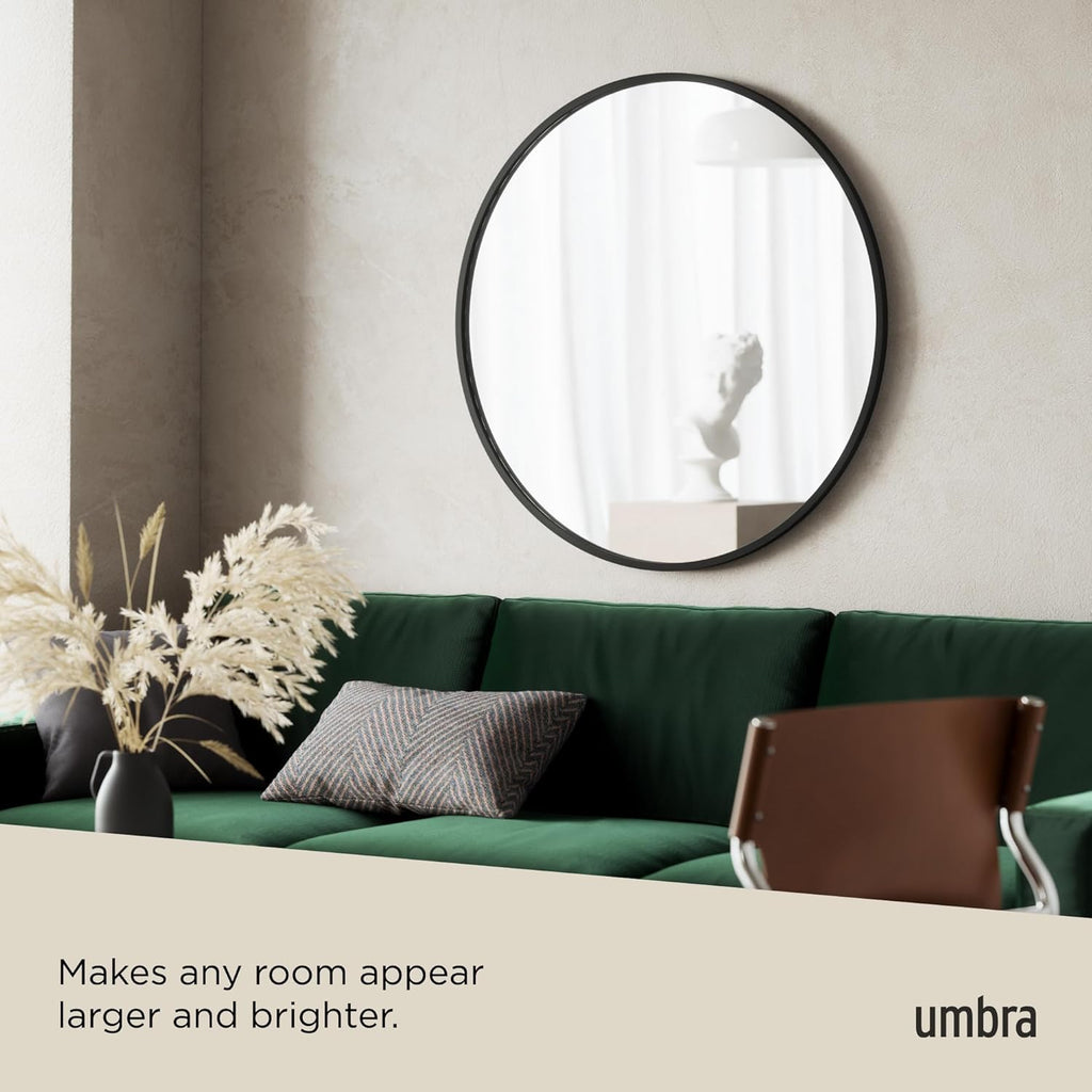 Round Modern Beige Wall Mirror — 37" - View 5