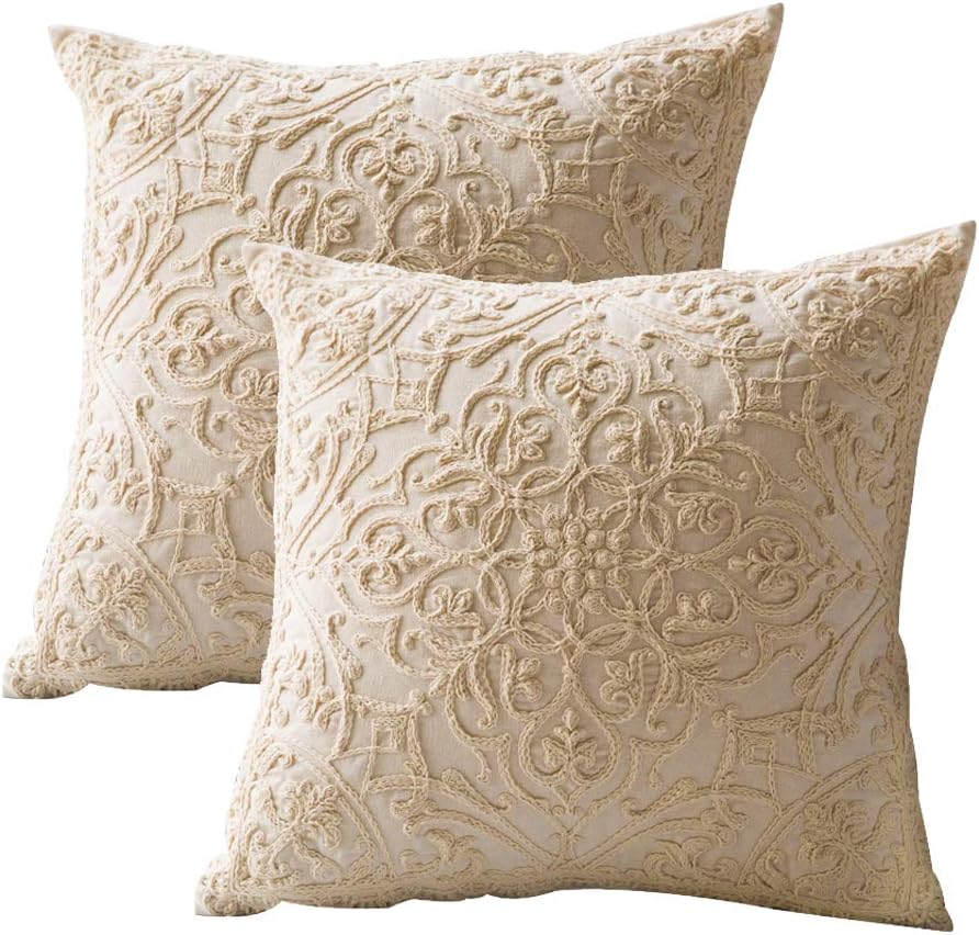 Beige Throw Pillow Cover — 20" — 20" x 20" (Pack of 2)