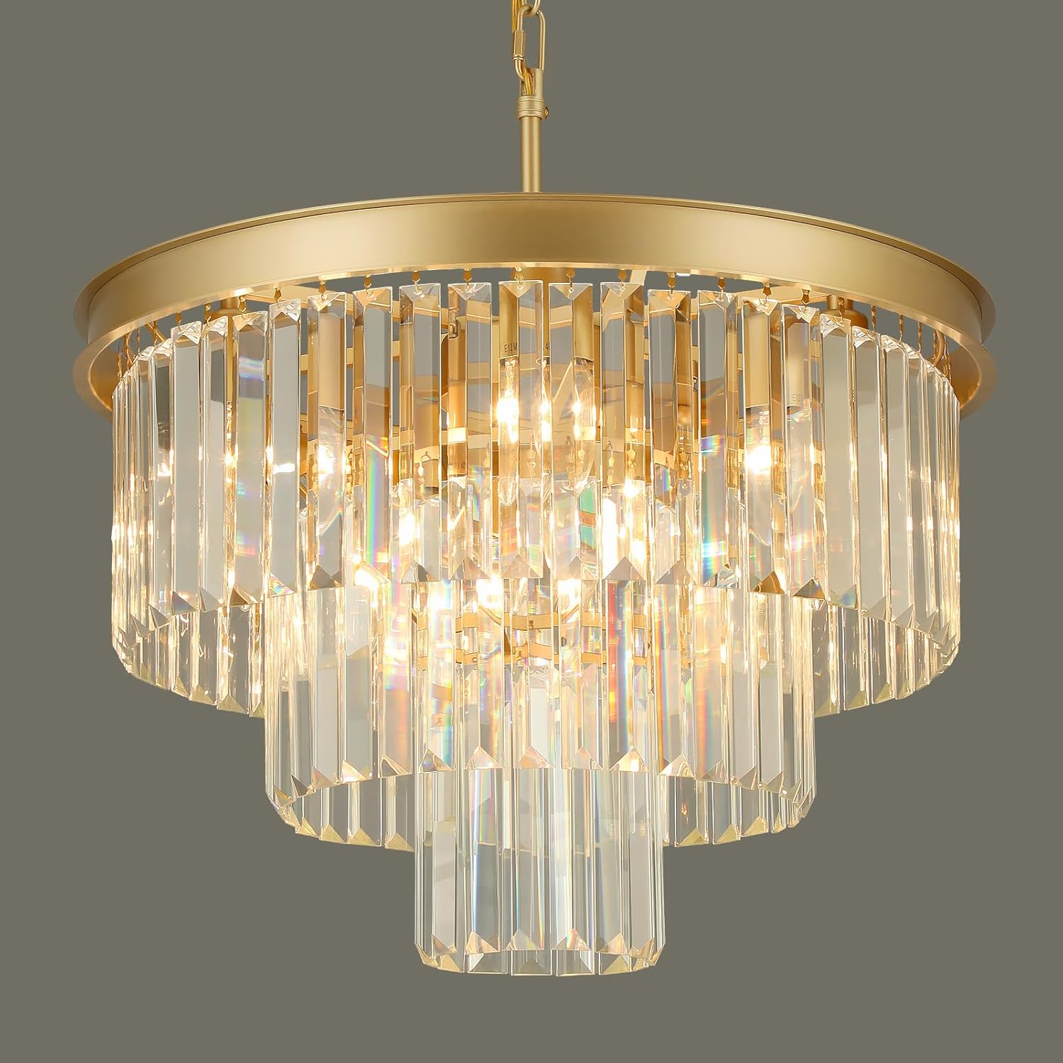 Luxe Black Chandelier — 12" — Gold