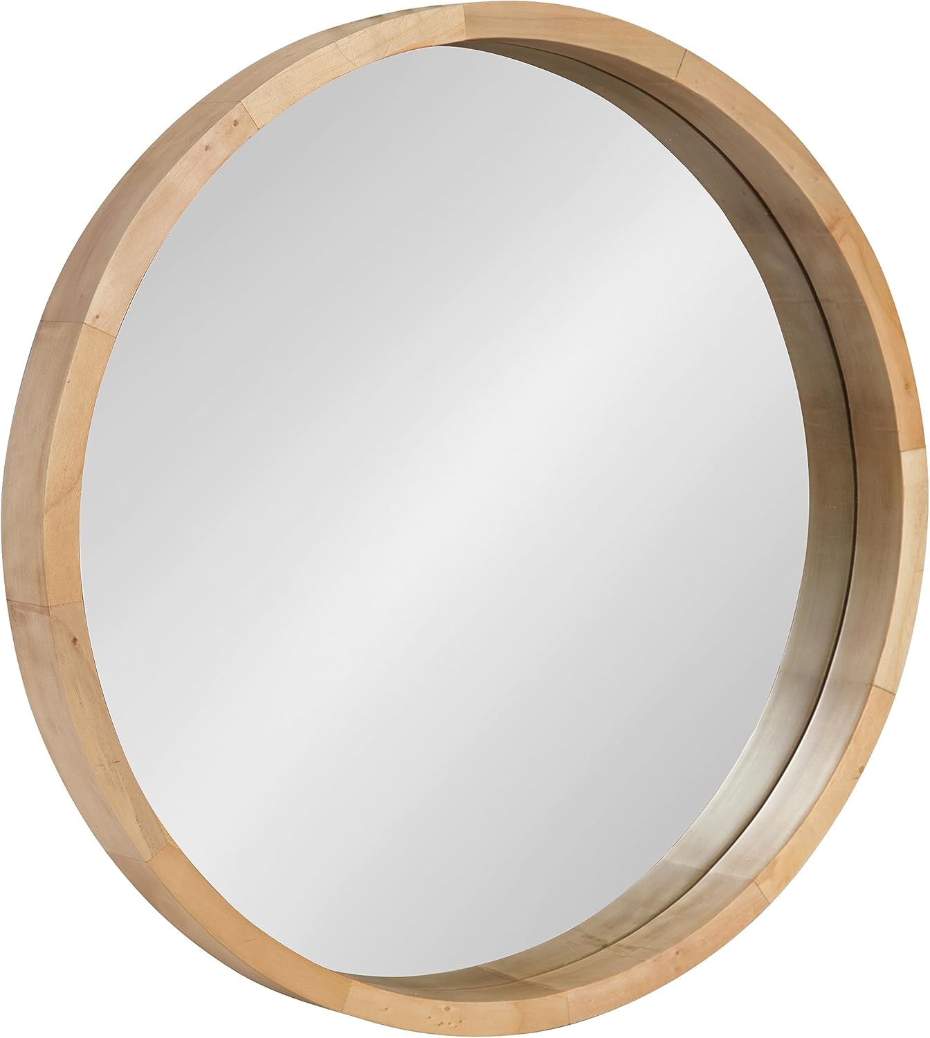 Round Farmhouse Beige Wall Mirror — 22" — Natural