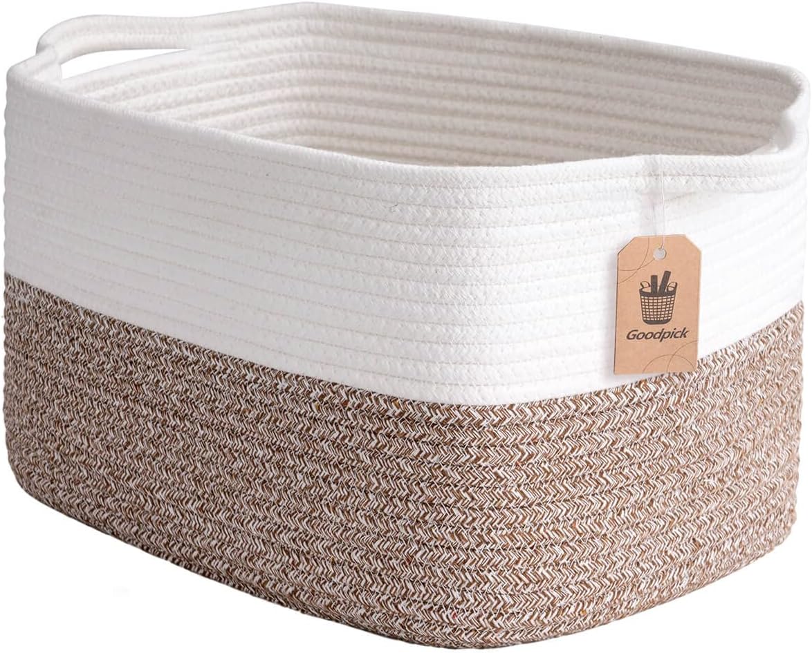 Boho Black Woven Basket — 13" — Brown
