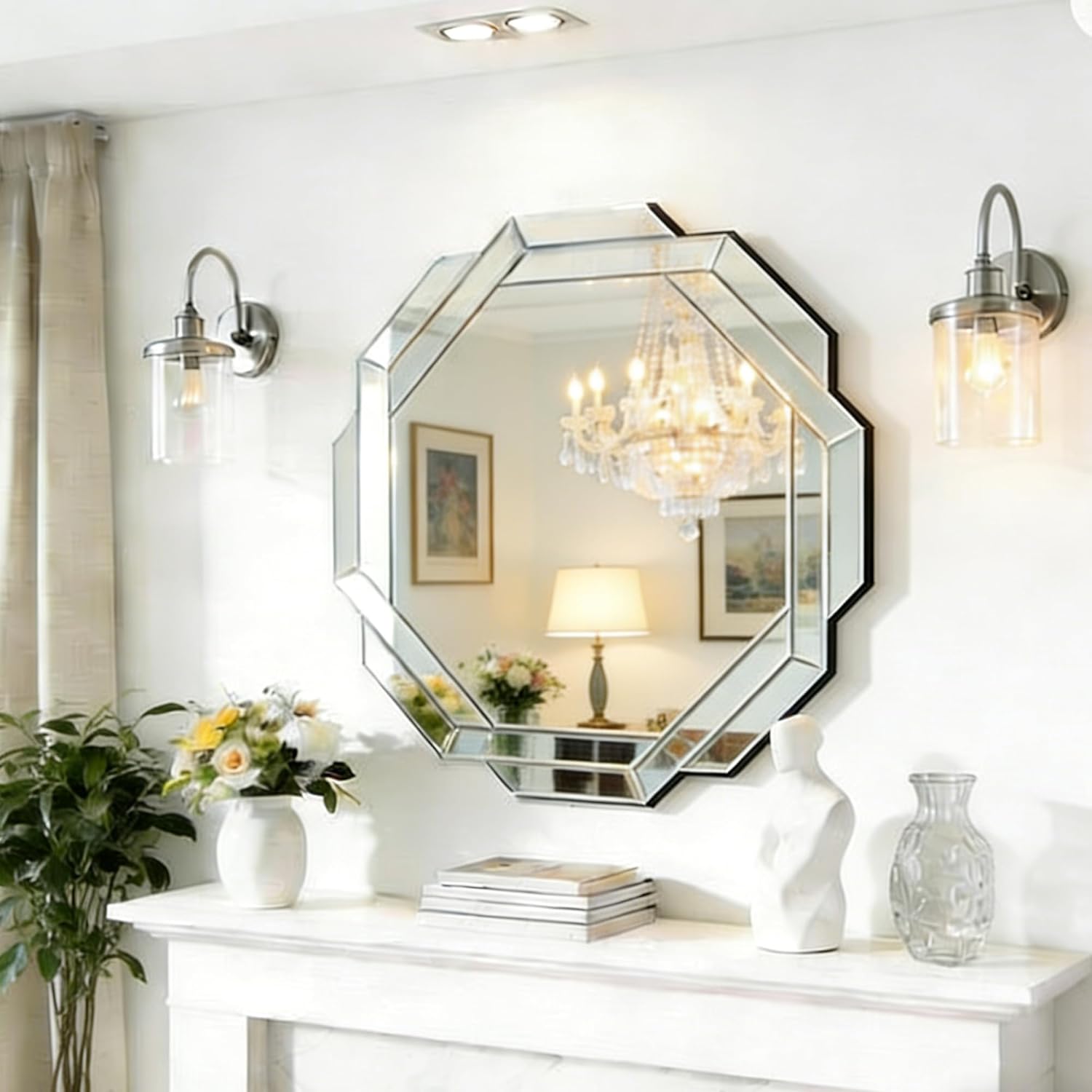 Beveled Glass Wall Mirror — 24" — 40"L x 40"W