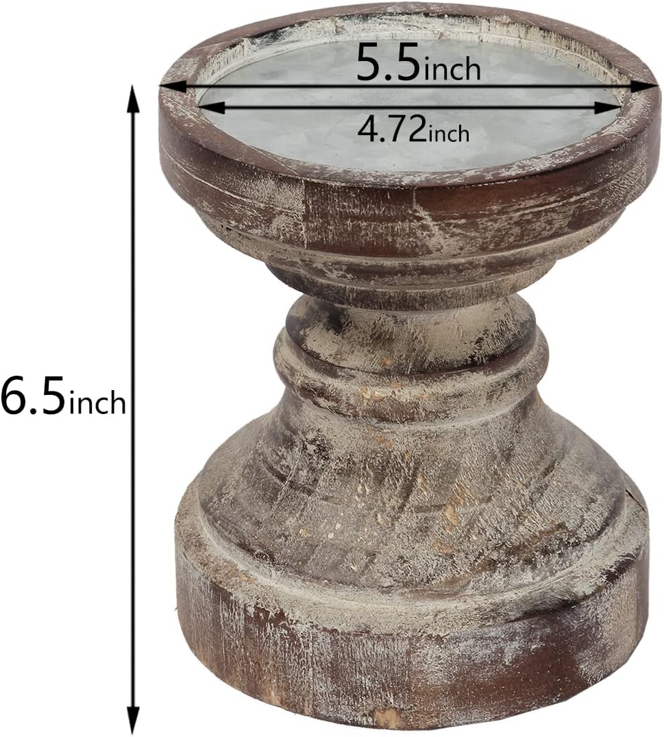 Antique Farmhouse Brown Pillar Candle — 5.5" - View 6