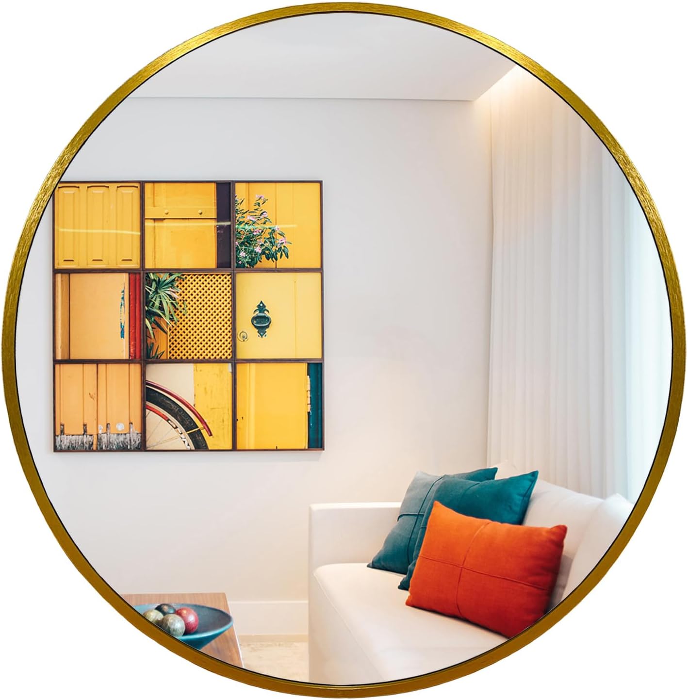 Round Farmhouse Black Wall Mirror — 24" — 28"