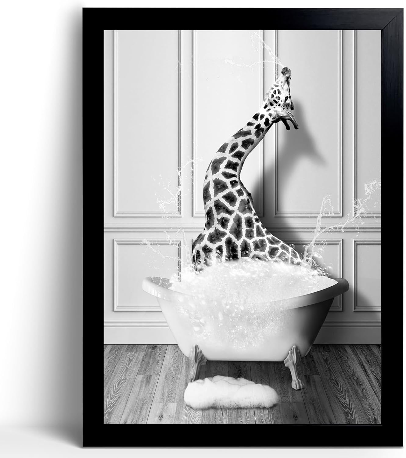 Framed Wood Canvas Wall Art — 8" — Giraffe Prints