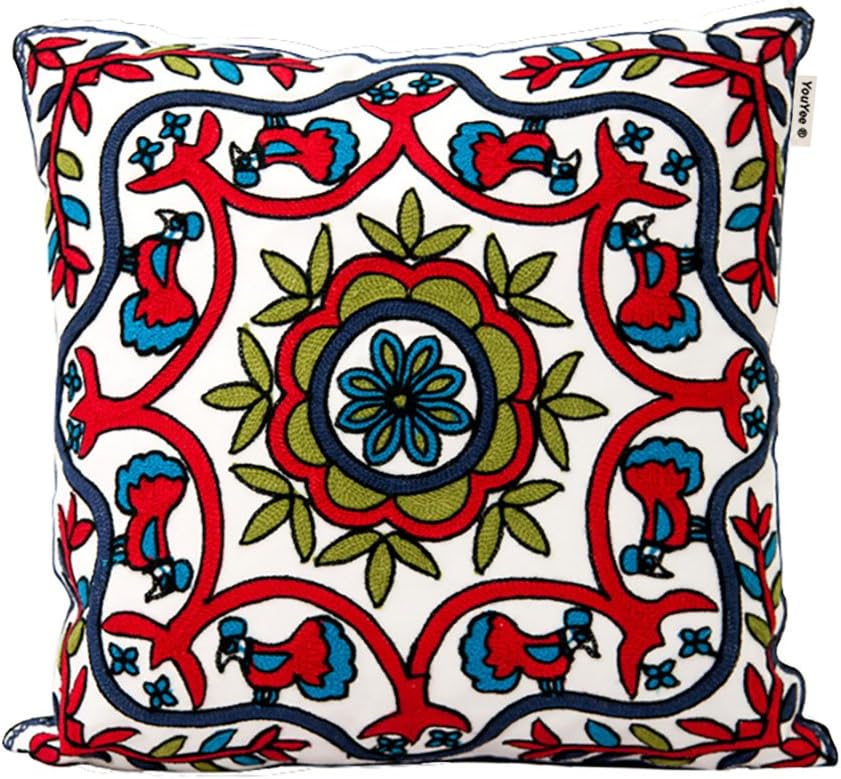 Boho Black Throw Pillow Cover — 18" — Mulitcolor