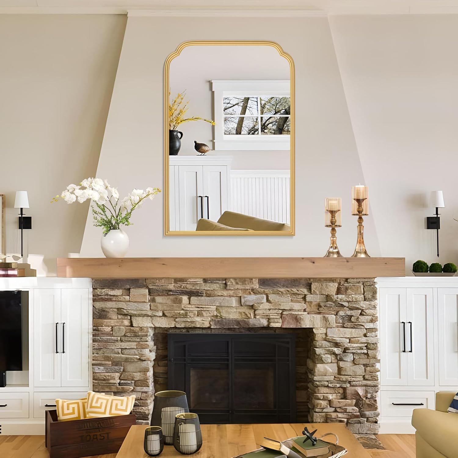 Framed Luxe Beige Vanity Mirror — 30" - View 4
