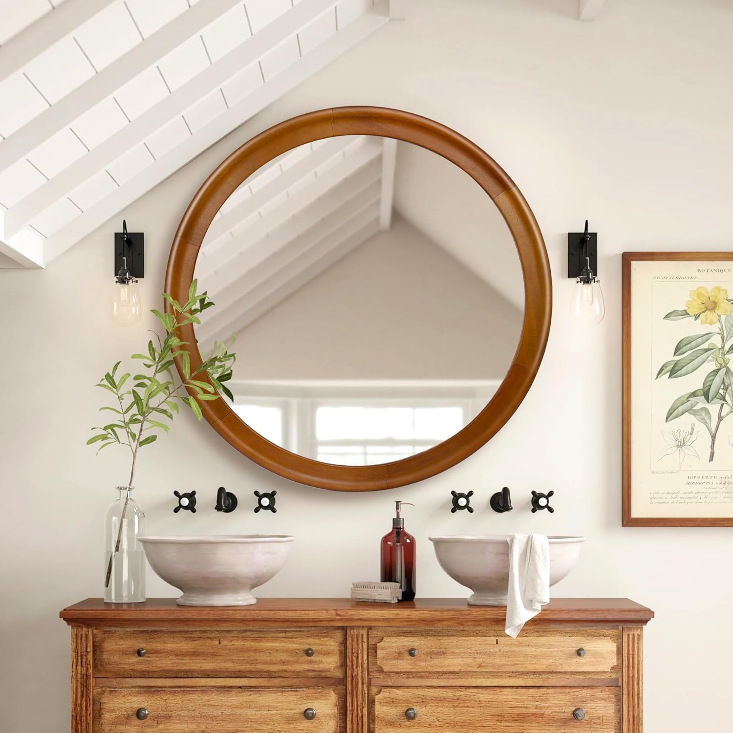 Round Farmhouse Black Vanity Mirror — 36" - View 4