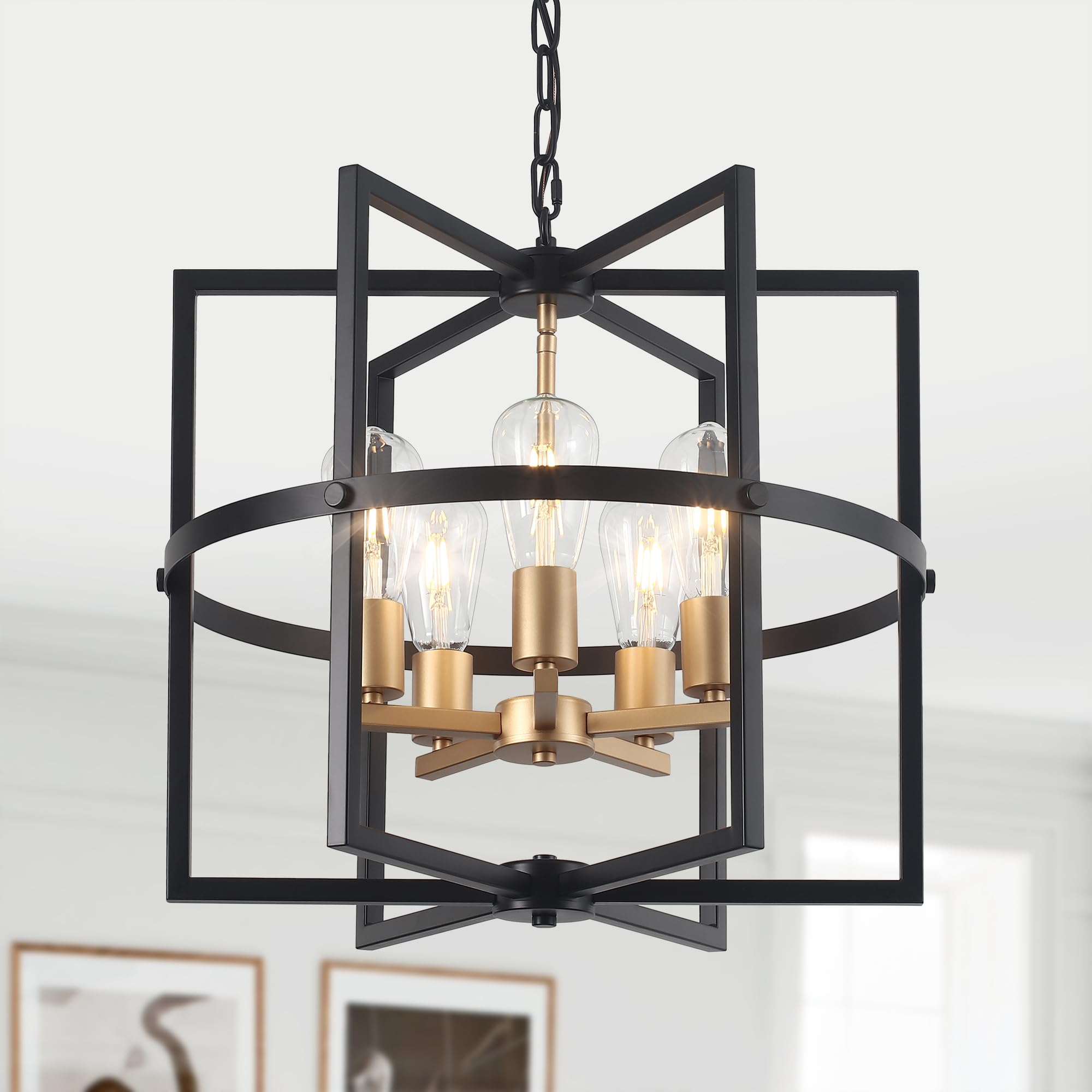 Farmhouse Black Chandelier — 5-Light